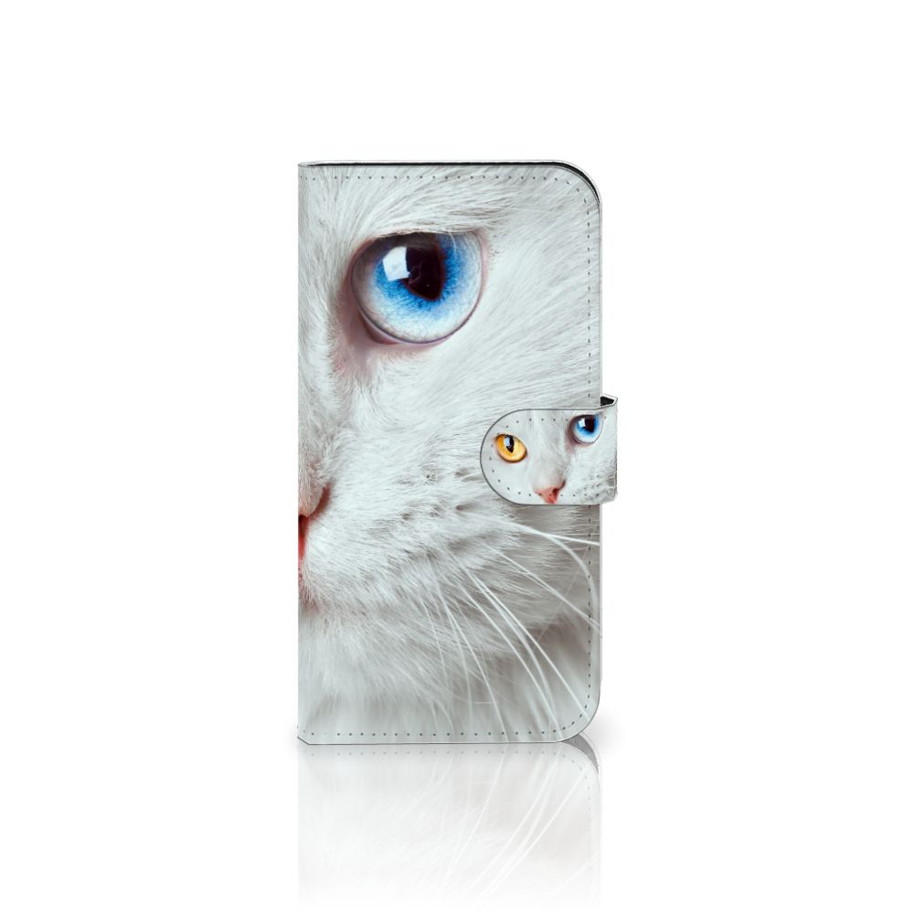 iPhone 15 Telefoonhoesje met Pasjes Witte Kat