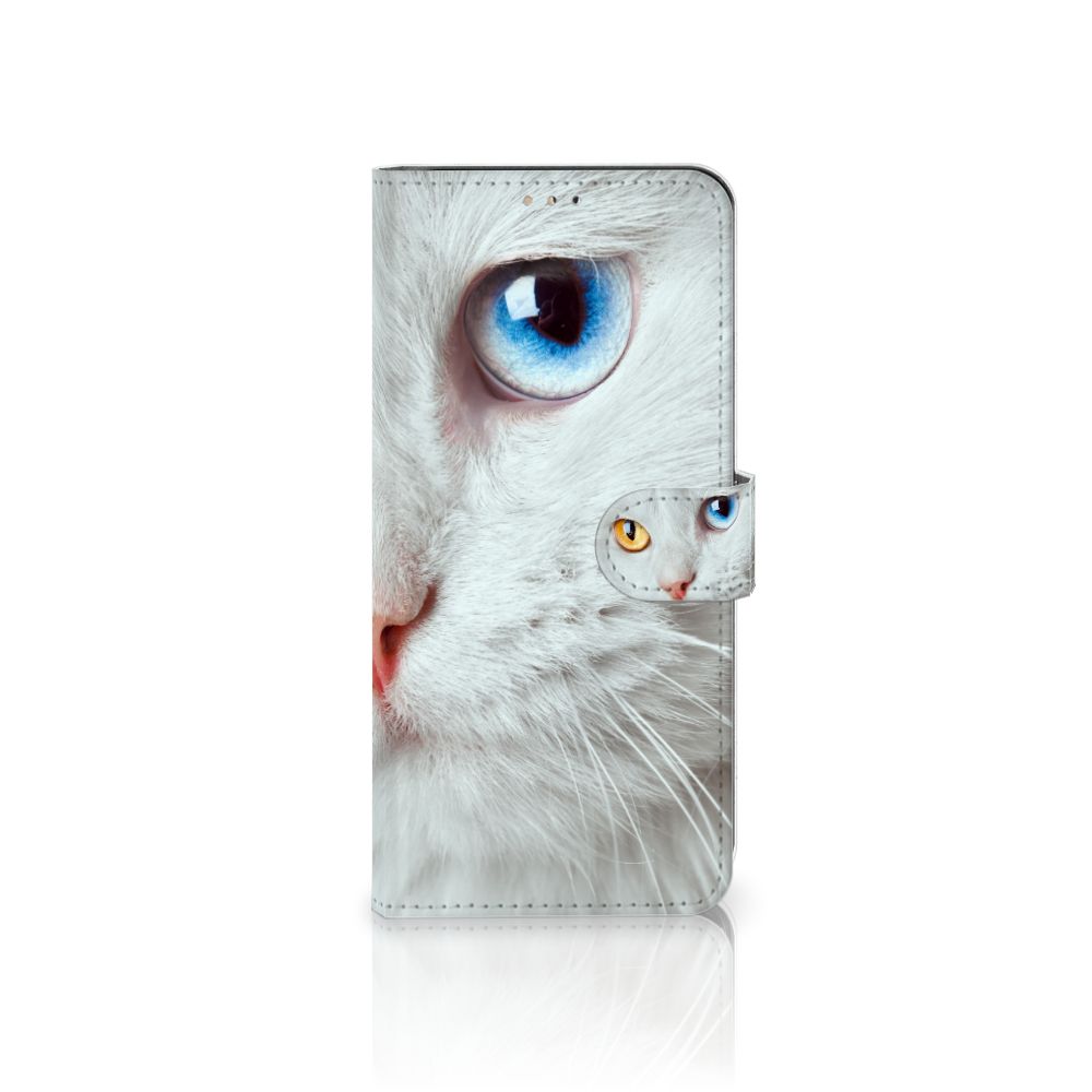 Samsung Galaxy A42 5G Telefoonhoesje met Pasjes Witte Kat