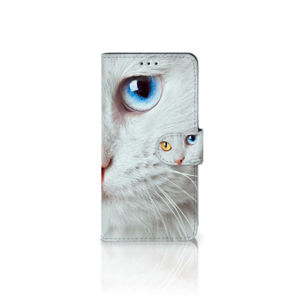 Huawei P10 Lite Telefoonhoesje met Pasjes Witte Kat