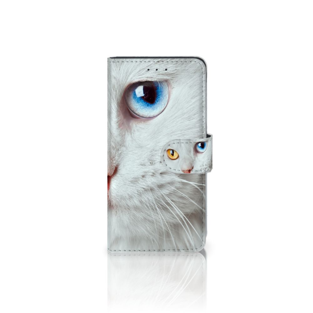 Huawei P20 Telefoonhoesje met Pasjes Witte Kat