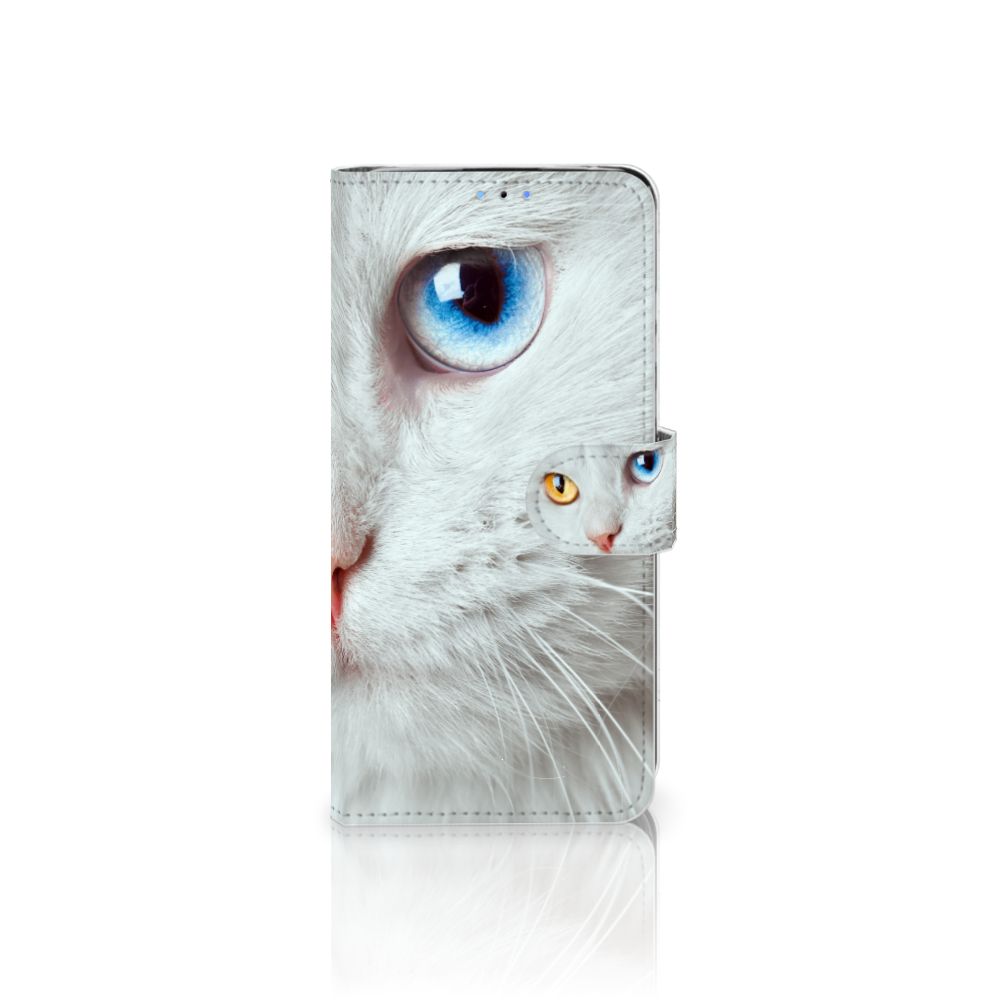 Huawei P30 Lite (2020) Telefoonhoesje met Pasjes Witte Kat