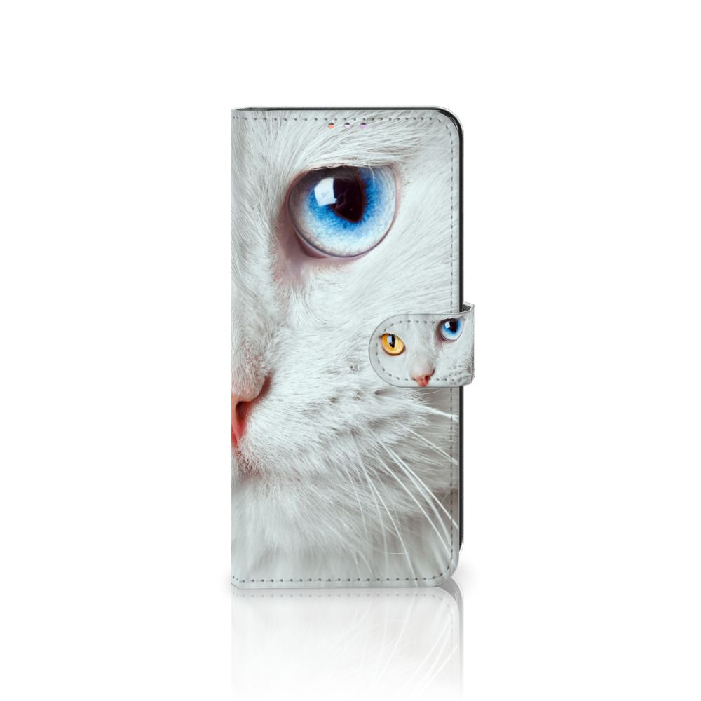 Samsung Galaxy M11 | A11 Telefoonhoesje met Pasjes Witte Kat