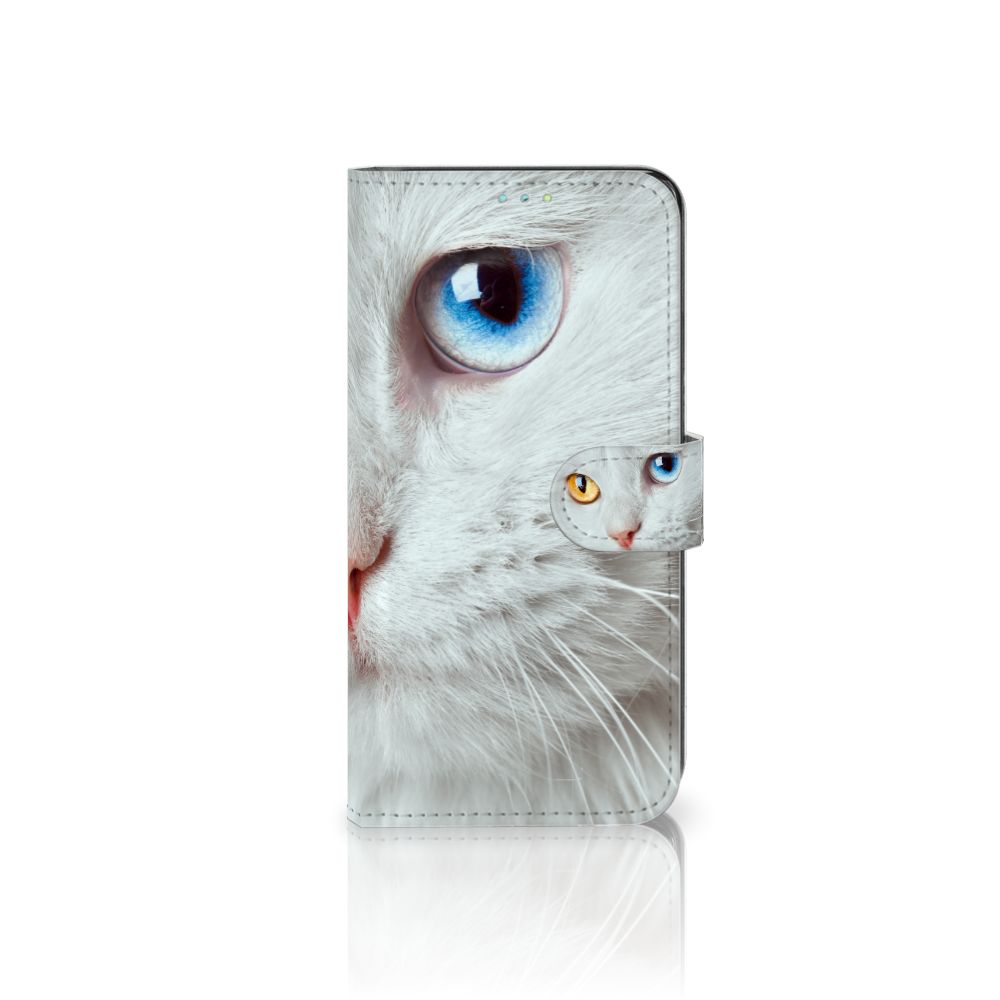 Samsung Galaxy A52 Telefoonhoesje met Pasjes Witte Kat