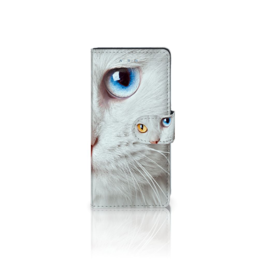 Huawei P9 Lite Telefoonhoesje met Pasjes Witte Kat