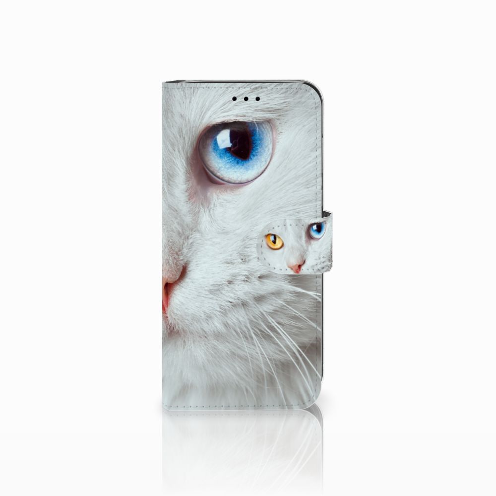 Huawei P20 Lite Telefoonhoesje met Pasjes Witte Kat