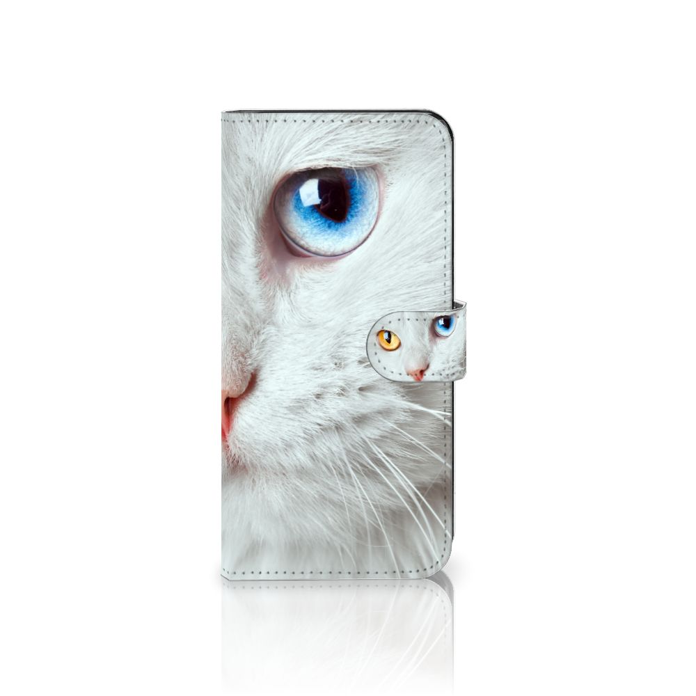 Nokia G60 Telefoonhoesje met Pasjes Witte Kat