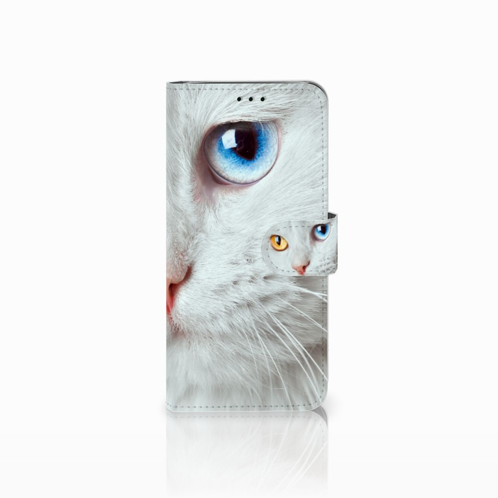 Samsung Galaxy J6 2018 Telefoonhoesje met Pasjes Witte Kat