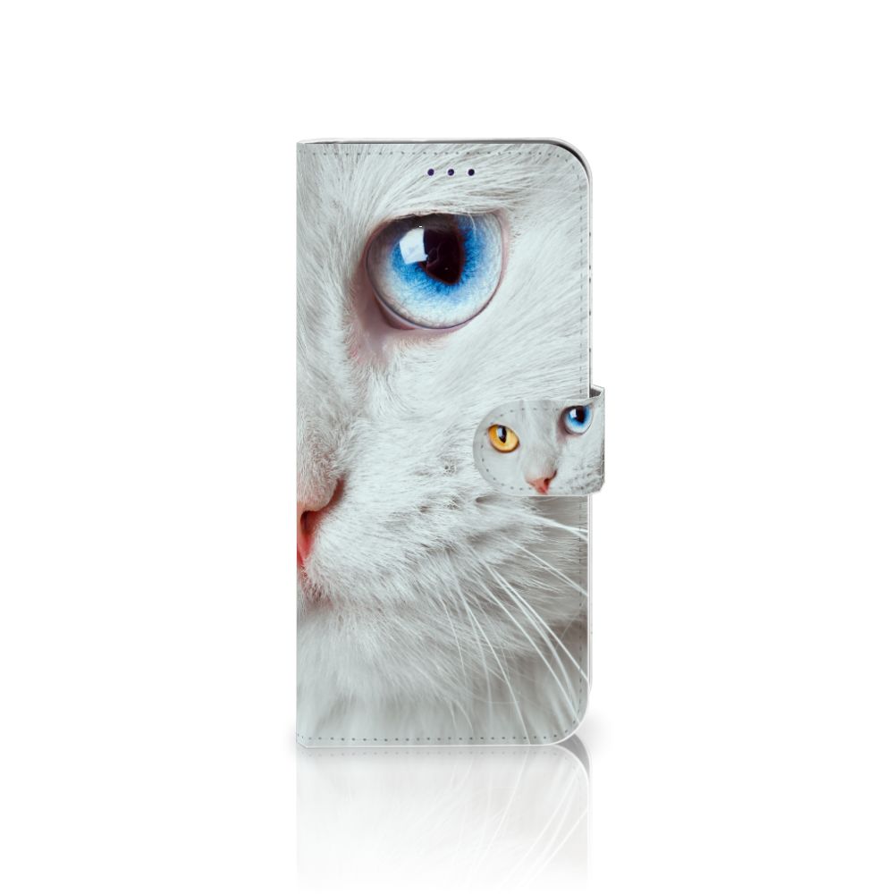 Samsung Galaxy A50 Telefoonhoesje met Pasjes Witte Kat