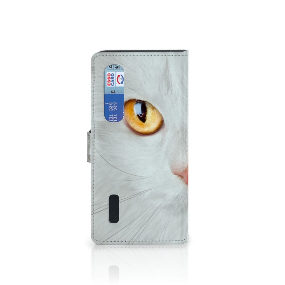 OPPO Find X2 Pro Telefoonhoesje met Pasjes Witte Kat