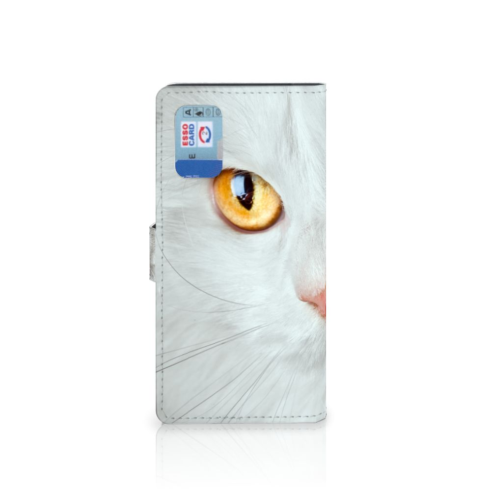 Samsung Galaxy A02s | M02s Telefoonhoesje met Pasjes Witte Kat