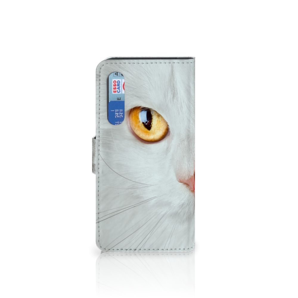 Xiaomi Mi 9 SE Telefoonhoesje met Pasjes Witte Kat