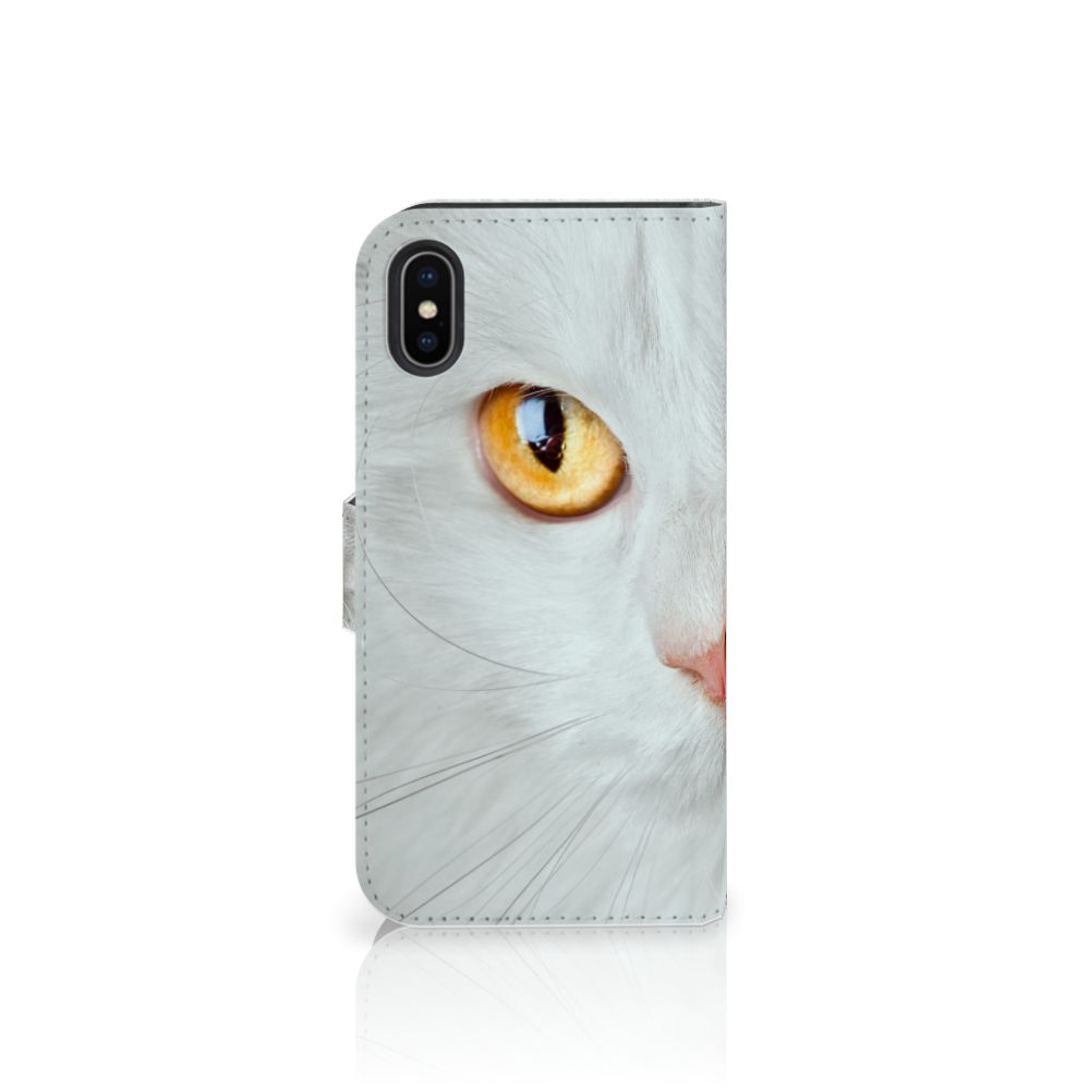 Apple iPhone X | Xs Telefoonhoesje met Pasjes Witte Kat