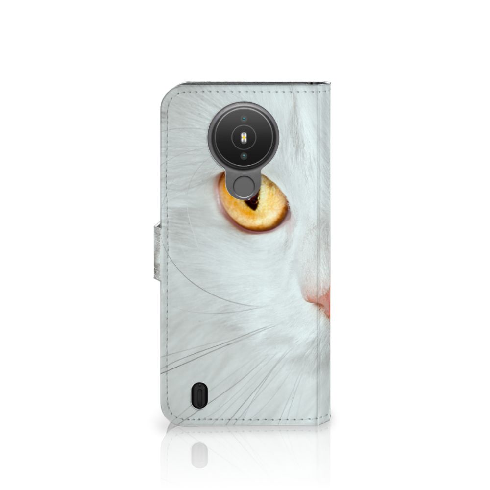 Nokia 1.4 Telefoonhoesje met Pasjes Witte Kat