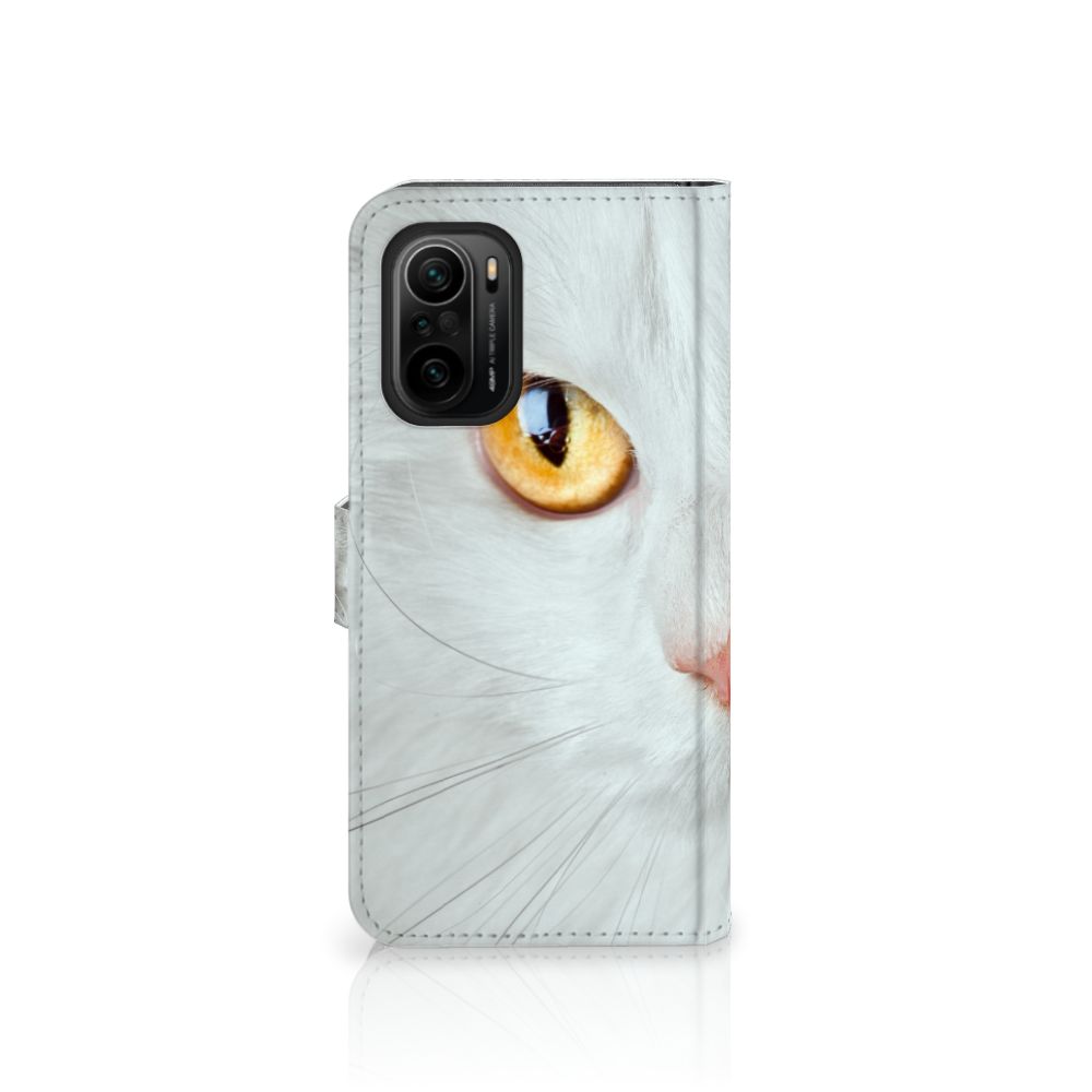 Poco F3 | Xiaomi Mi 11i Telefoonhoesje met Pasjes Witte Kat