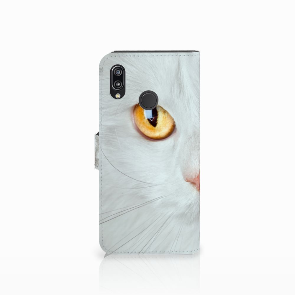 Huawei P20 Lite Telefoonhoesje met Pasjes Witte Kat