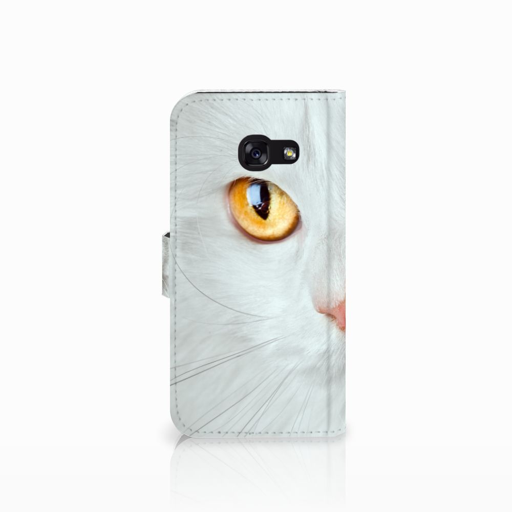 Samsung Galaxy A5 2017 Telefoonhoesje met Pasjes Witte Kat
