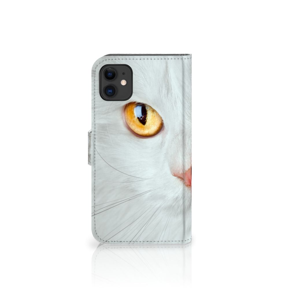 Apple iPhone 11 Telefoonhoesje met Pasjes Witte Kat