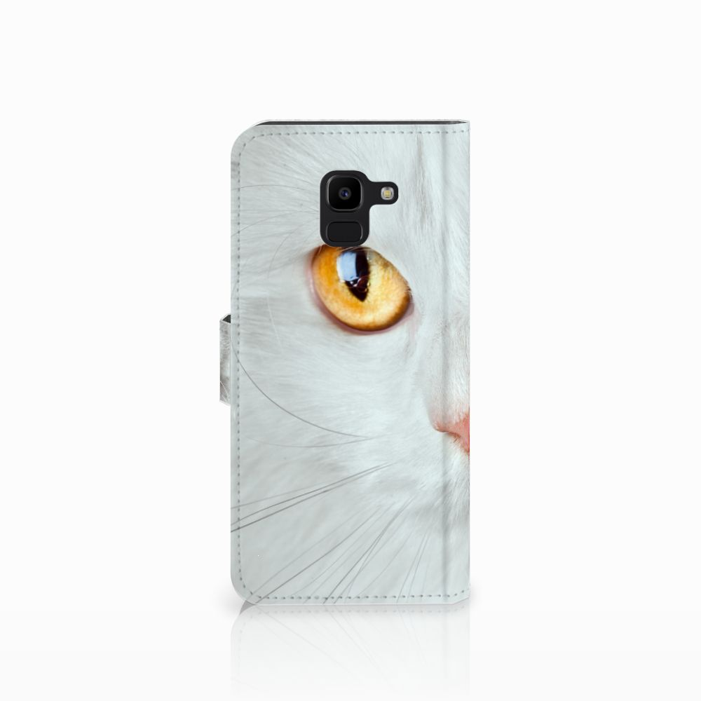 Samsung Galaxy J6 2018 Telefoonhoesje met Pasjes Witte Kat