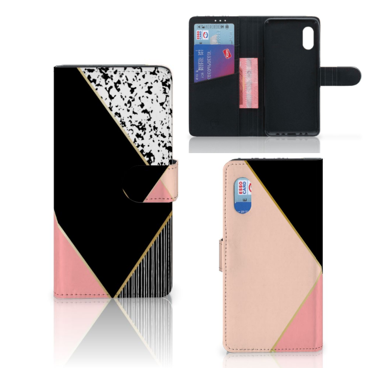 Samsung Xcover Pro Bookcase Zwart Roze Vormen