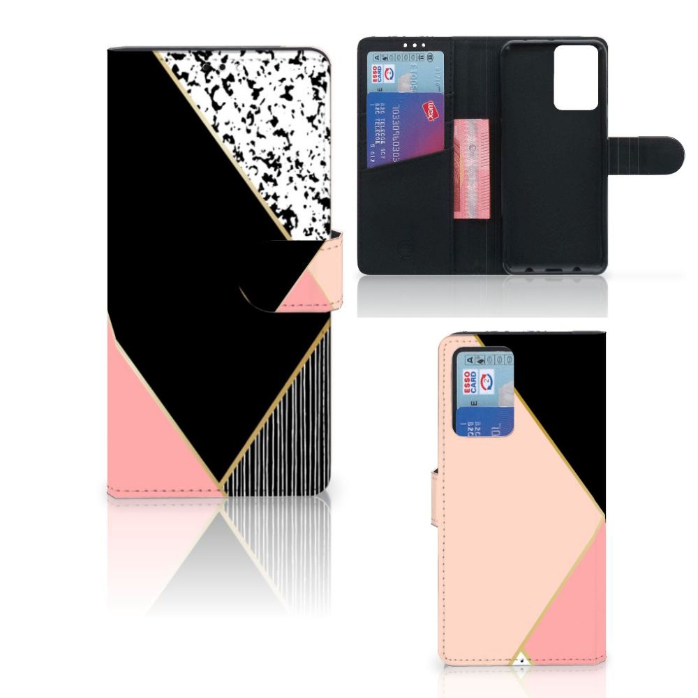 Xiaomi Redmi Note 10 Pro Book Case Zwart Roze Vormen