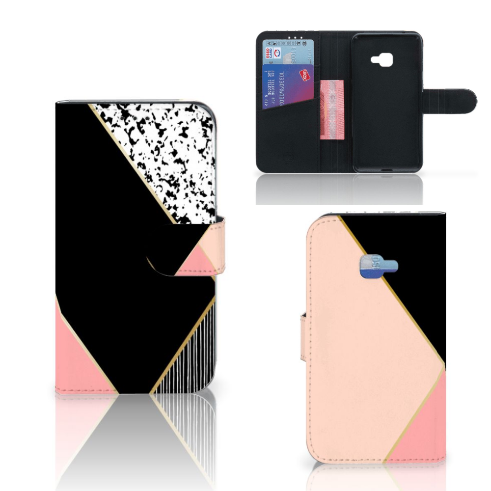 Samsung Galaxy Xcover 4 | Xcover 4s Book Case Zwart Roze Vormen
