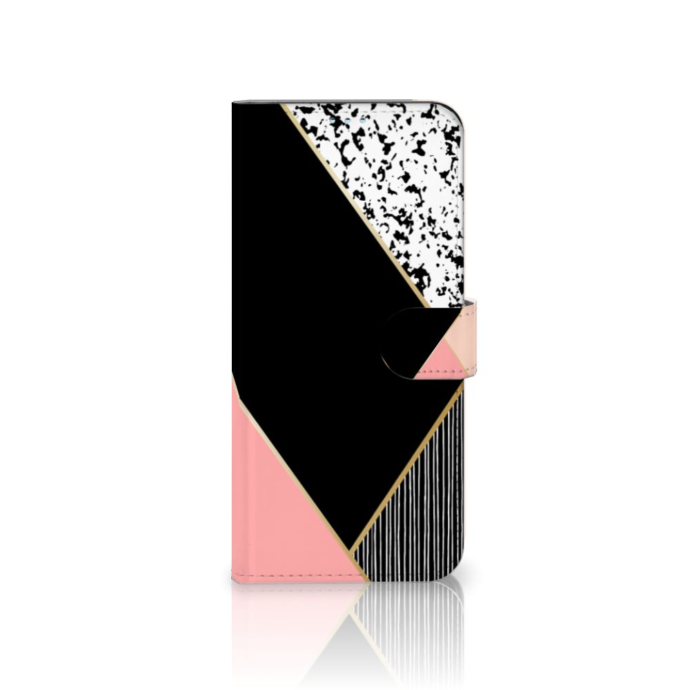 Motorola Moto G9 Power Book Case Zwart Roze Vormen