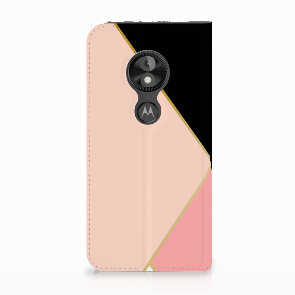 Motorola Moto E5 Play Stand Case Zwart Roze Vormen