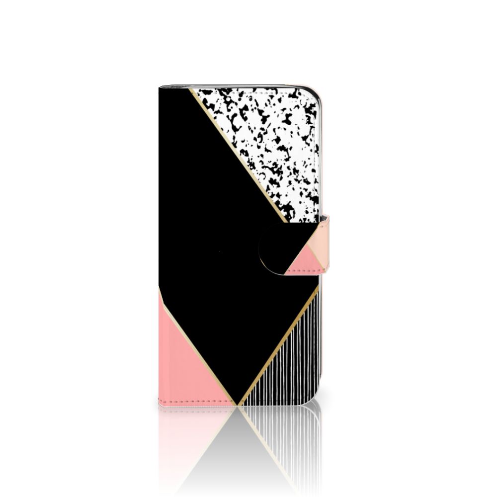 Motorola Moto G7 | G7 Plus Book Case Zwart Roze Vormen