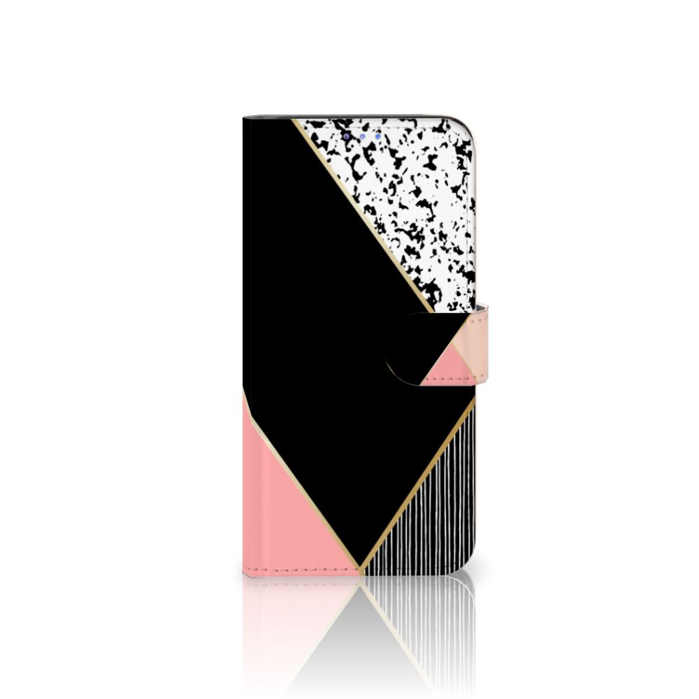 Motorola Moto G Pro Book Case Zwart Roze Vormen