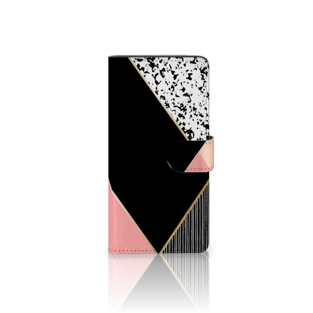Samsung Xcover Pro Book Case Zwart Roze Vormen