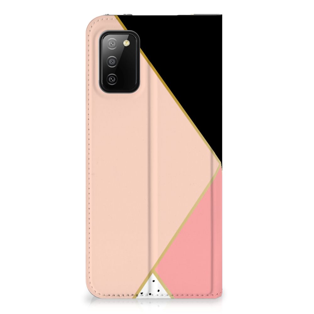 Samsung Galaxy M02s | A02s Stand Case Zwart Roze Vormen
