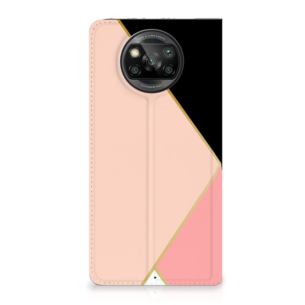 Xiaomi Poco X3 Pro | Poco X3 Stand Case Zwart Roze Vormen