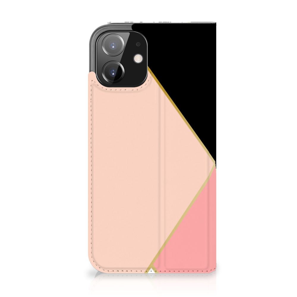 iPhone 12 | iPhone 12 Pro Stand Case Zwart Roze Vormen