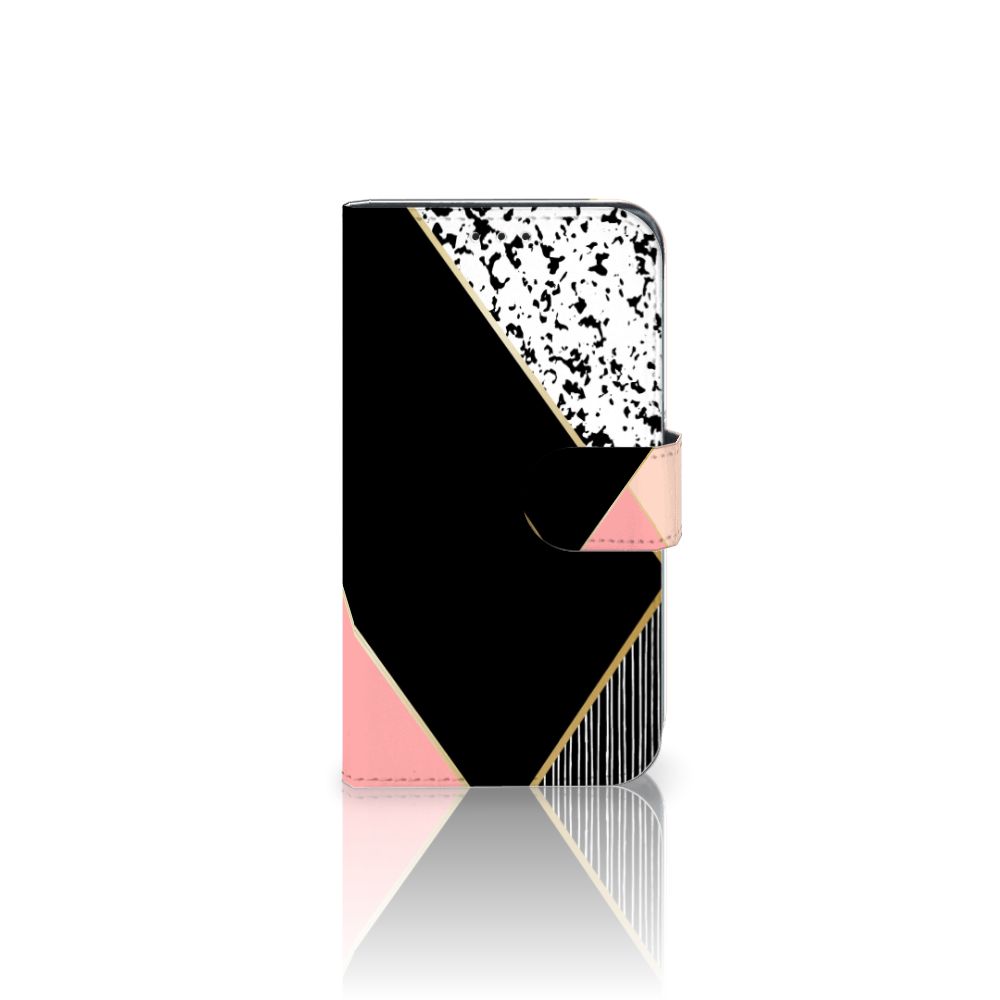 Samsung Galaxy Xcover 4 | Xcover 4s Book Case Zwart Roze Vormen