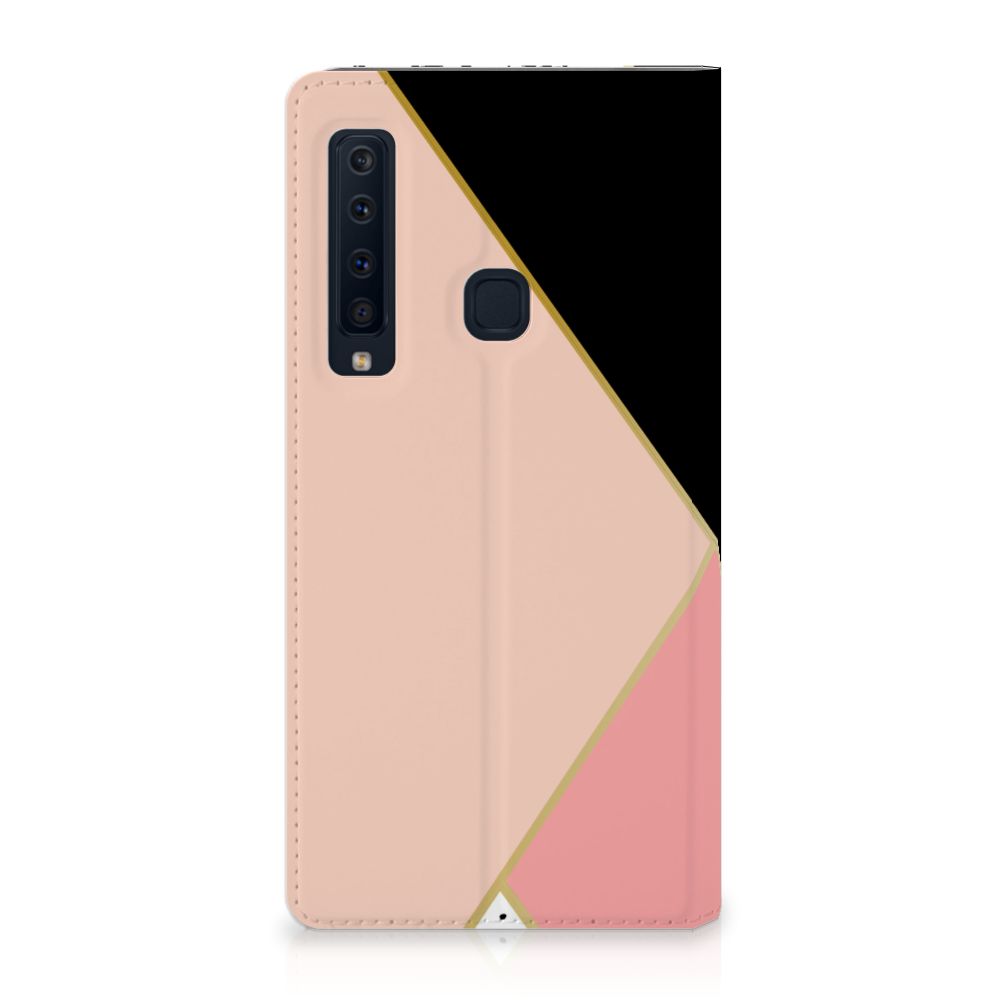 Samsung Galaxy A9 (2018) Stand Case Zwart Roze Vormen