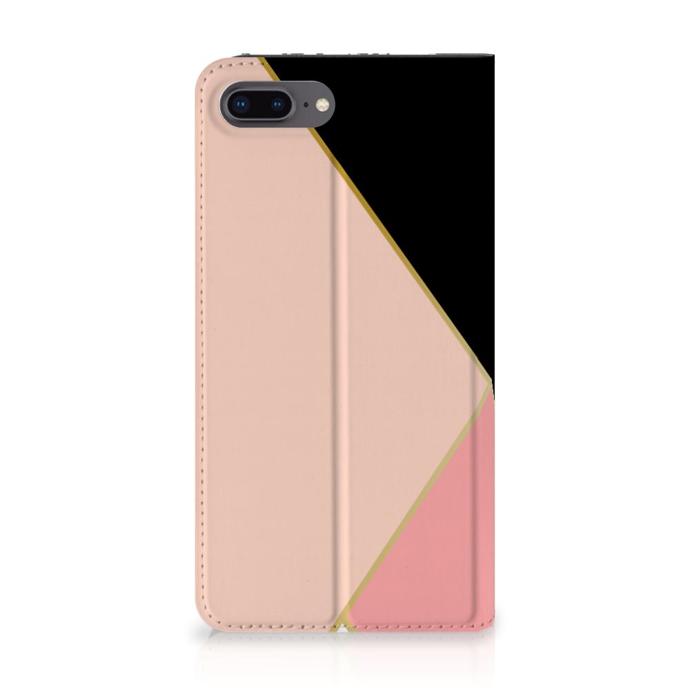 Apple iPhone 7 Plus | 8 Plus Stand Case Zwart Roze Vormen