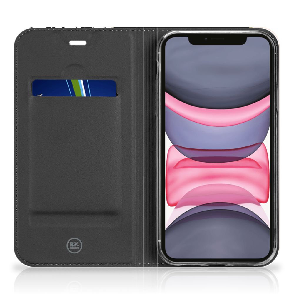 Apple iPhone 11 Stand Case Zwart Roze Vormen
