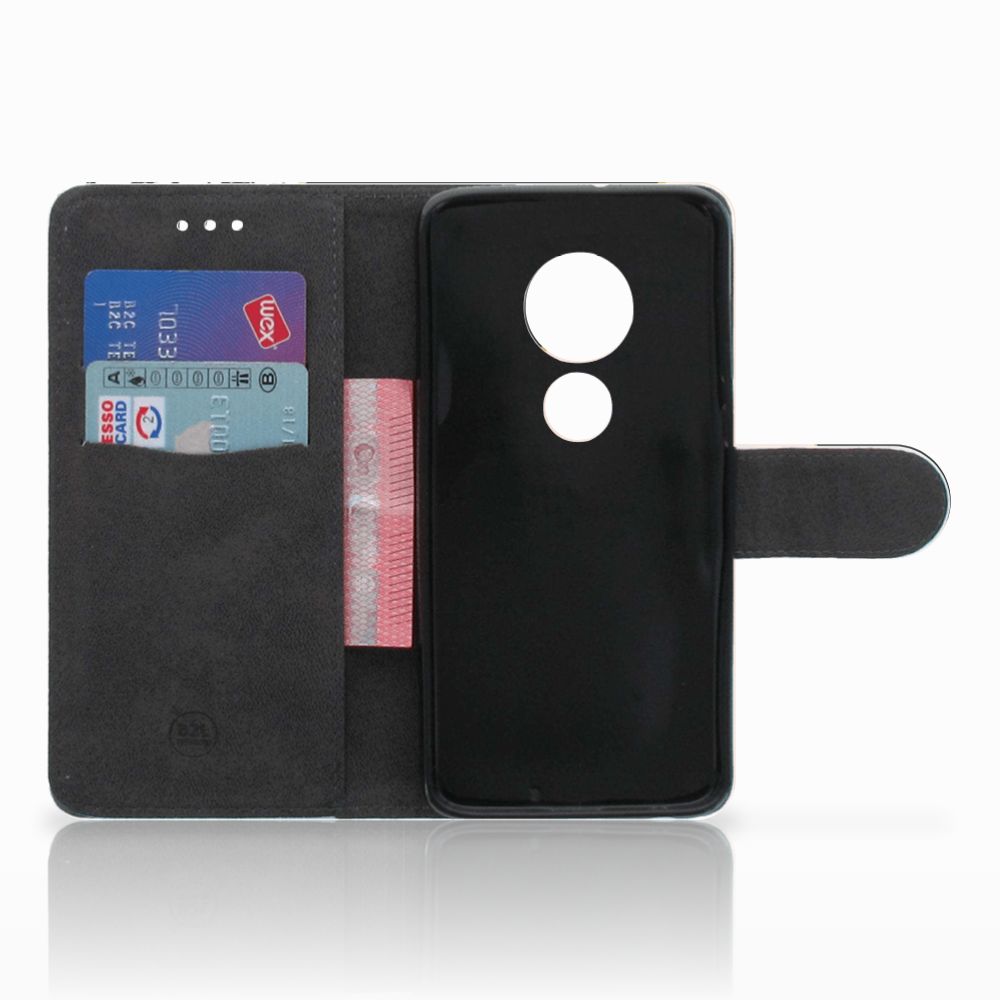 Motorola Moto G7 Play Book Case Zwart Roze Vormen