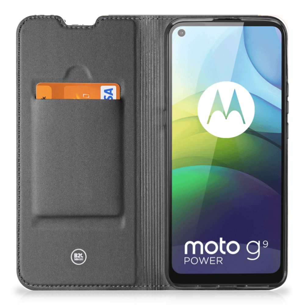 Motorola Moto G9 Power Stand Case Zwart Roze Vormen