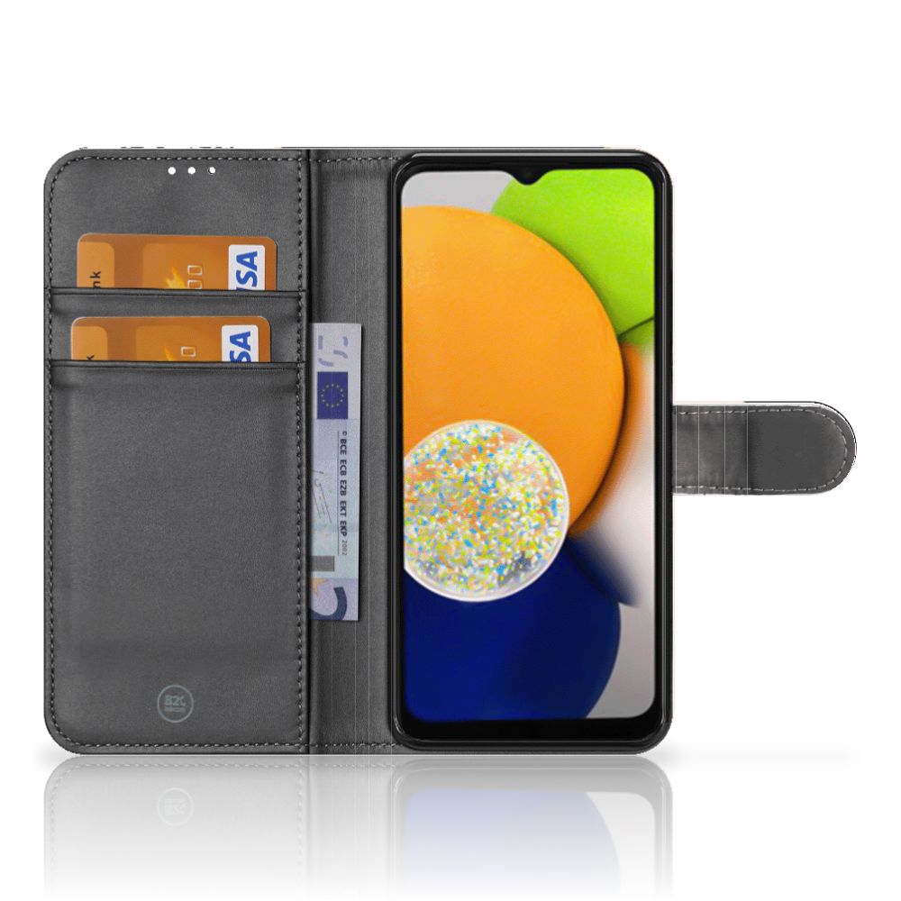 Samsung Galaxy A03 Book Case Zwart Roze Vormen