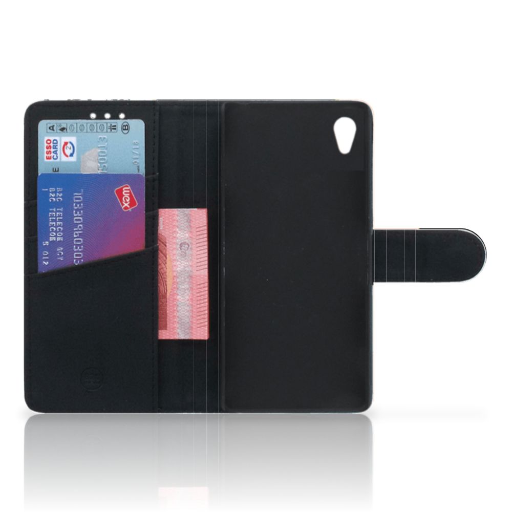 Sony Xperia Z3 Book Case Zwart Roze Vormen