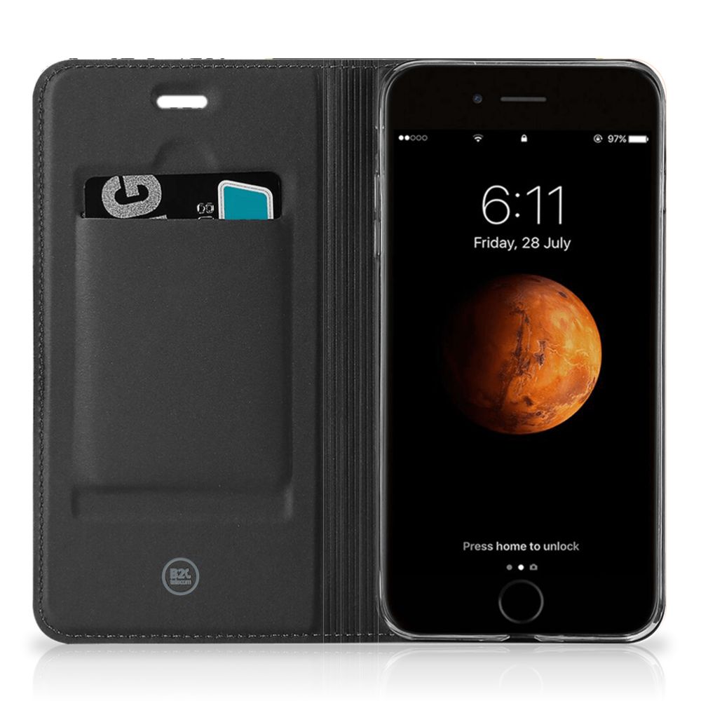 Apple iPhone 7 Plus | 8 Plus Stand Case Zwart Roze Vormen