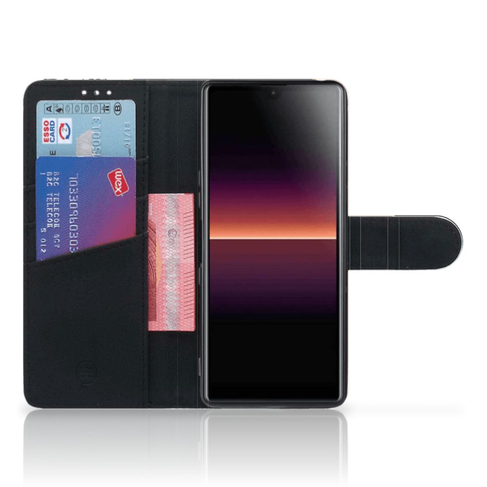 Sony Xperia L4 Book Case Zwart Roze Vormen