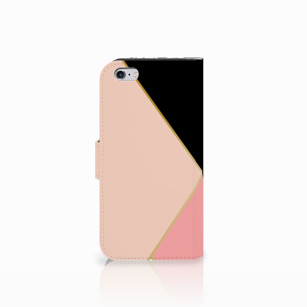 Apple iPhone 6 | 6s Book Case Zwart Roze Vormen