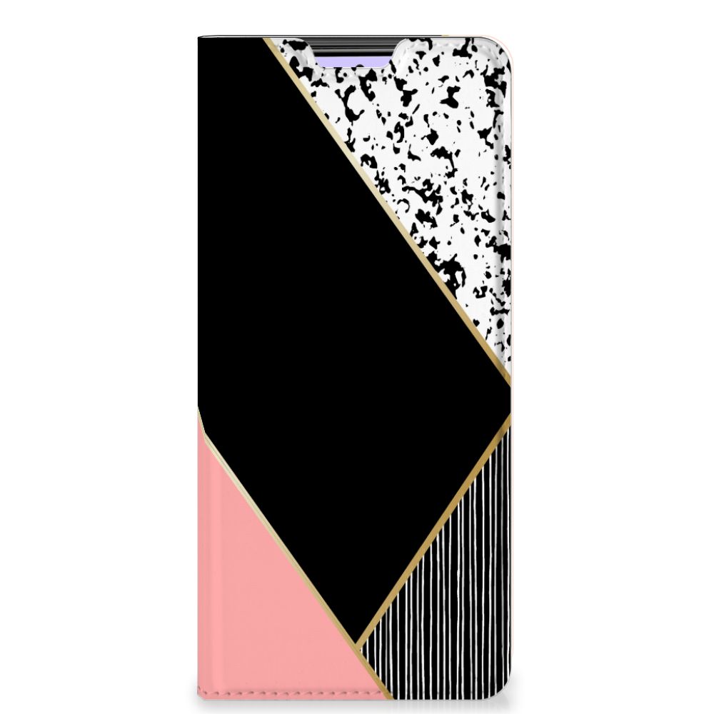 Xiaomi Redmi Note 10 Pro Stand Case Zwart Roze Vormen