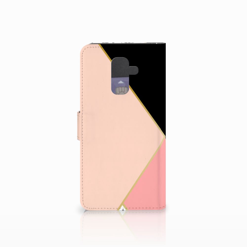 Samsung Galaxy A6 Plus 2018 Book Case Zwart Roze Vormen