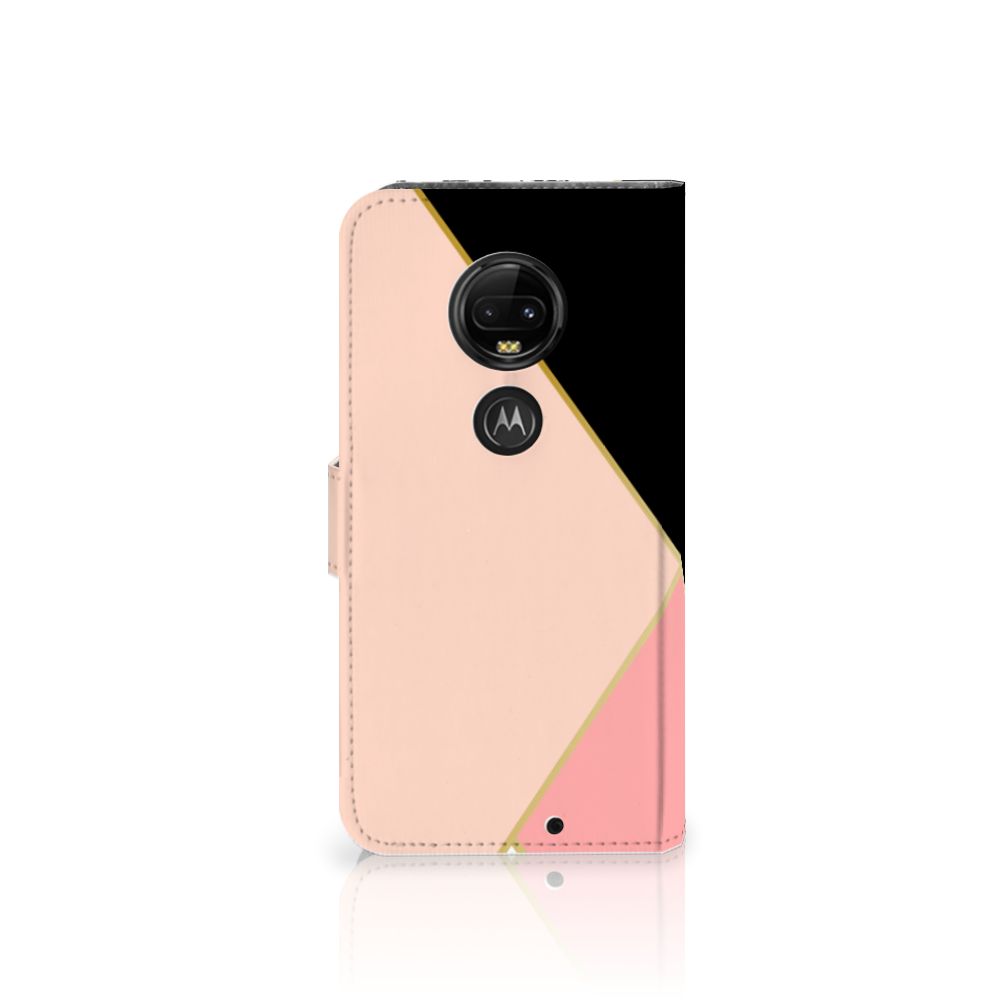 Motorola Moto G7 | G7 Plus Book Case Zwart Roze Vormen