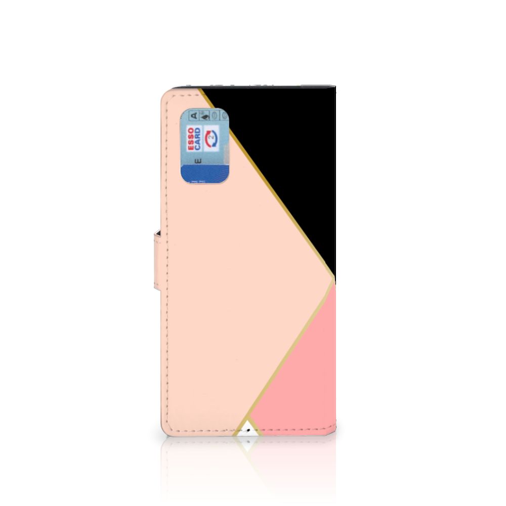 Samsung Galaxy A02s | M02s Book Case Zwart Roze Vormen