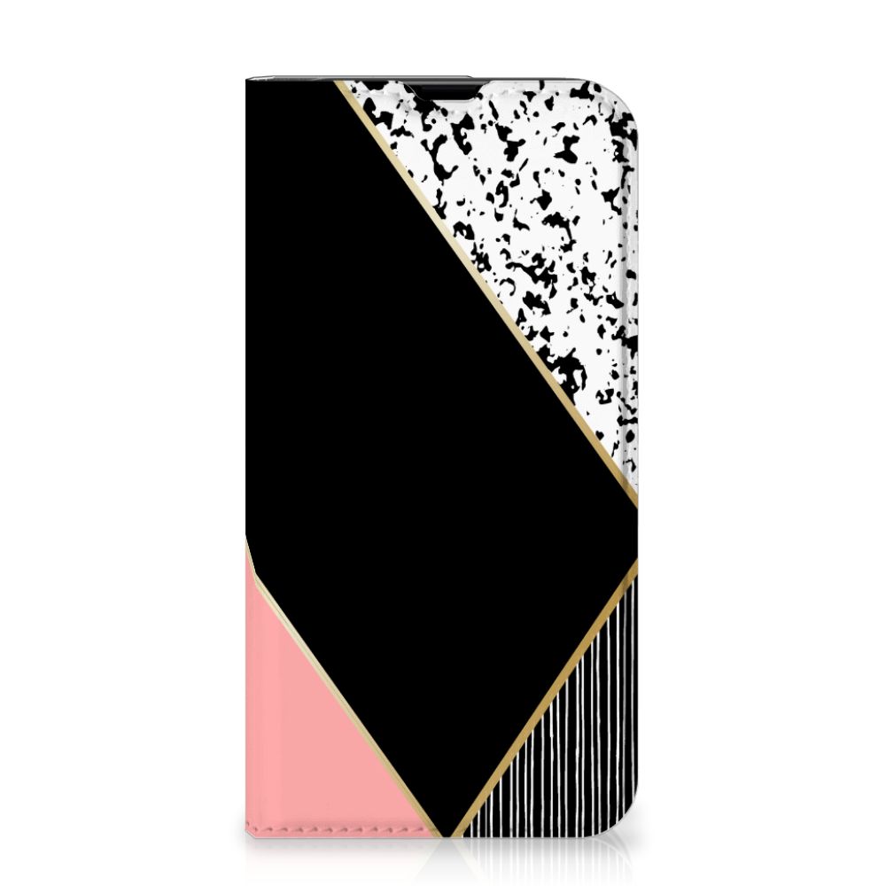 iPhone 13 Pro Stand Case Zwart Roze Vormen