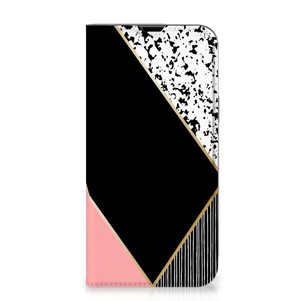 iPhone 13 Pro Max Stand Case Zwart Roze Vormen
